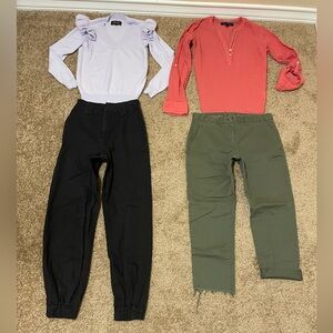 ALL 4pc Bundle Women’s XS 0 Ankle & High Waist Trousers & Sweater Top Sets